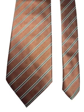 Henry Jacobson 100% Silk Handmade Orange Green Herringbone Men's Designer Tie